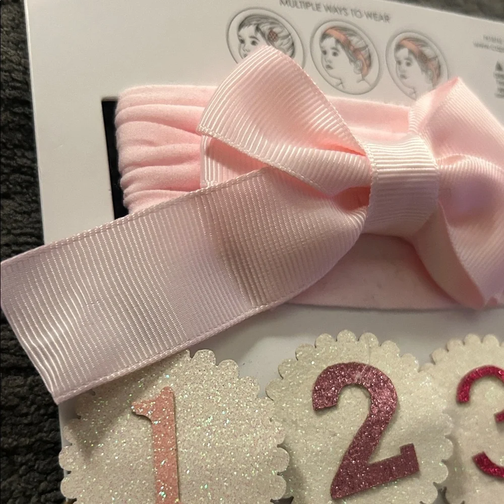 Capelli New York baby monthly milestone headband and clip set